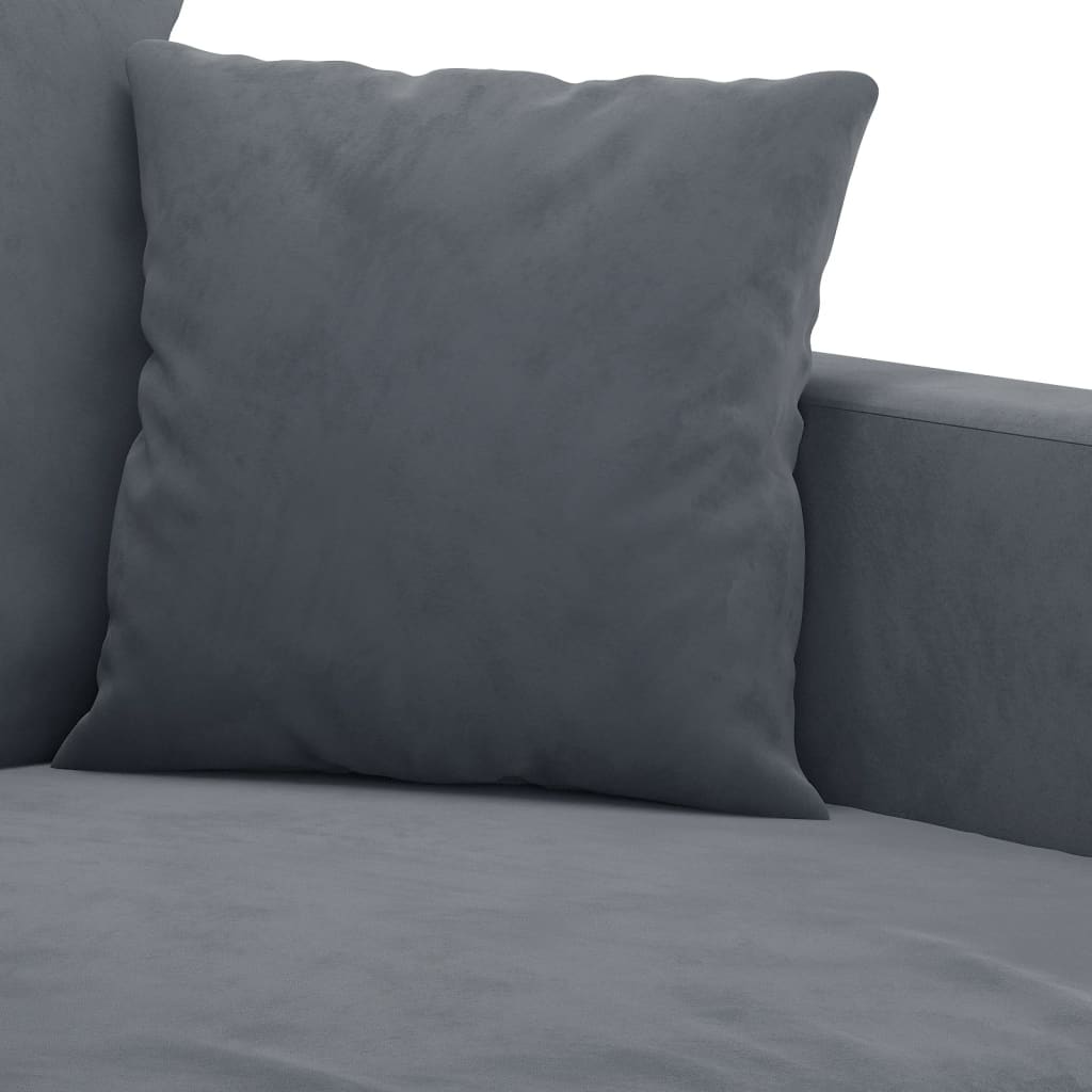 3-dijelni set sofa s jastucima tamnosivi baršunasti