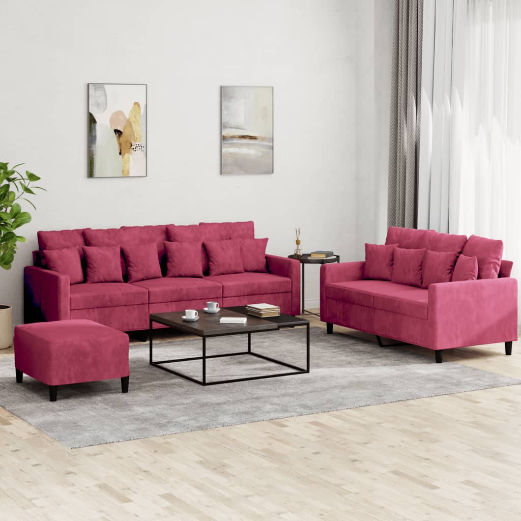 2-dijelni set sofa s jastucima baršunasti