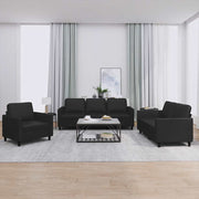 3-dijelni set sofa s jastucima crni od umjetne kože