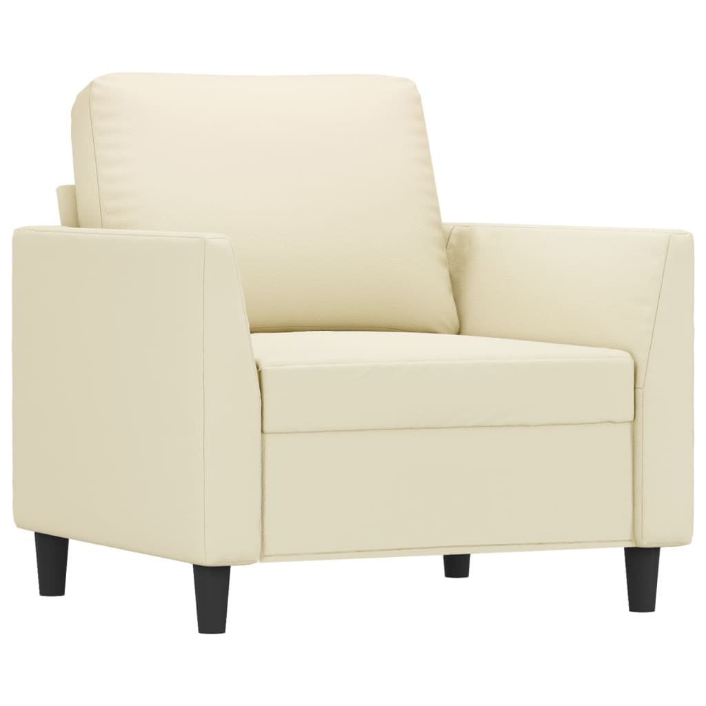 3-dijelni set sofa s jastucima krem od umjetne kože