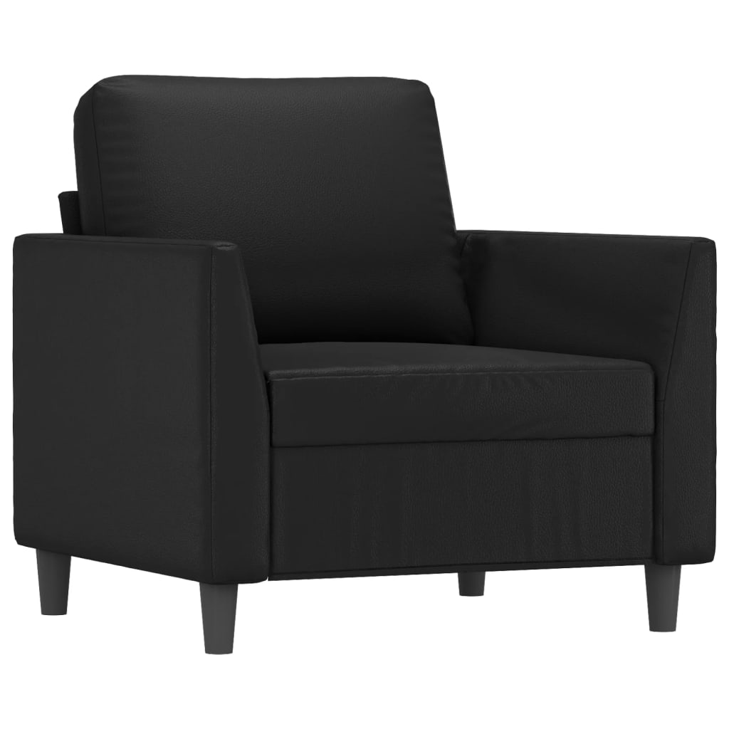 4-dijelni set sofa s jastucima crni od umjetne kože