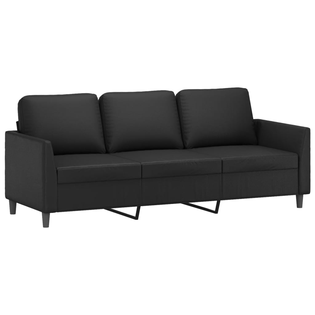 4-dijelni set sofa s jastucima crni od umjetne kože