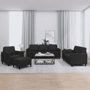 4-dijelni set sofa s jastucima crni od umjetne kože