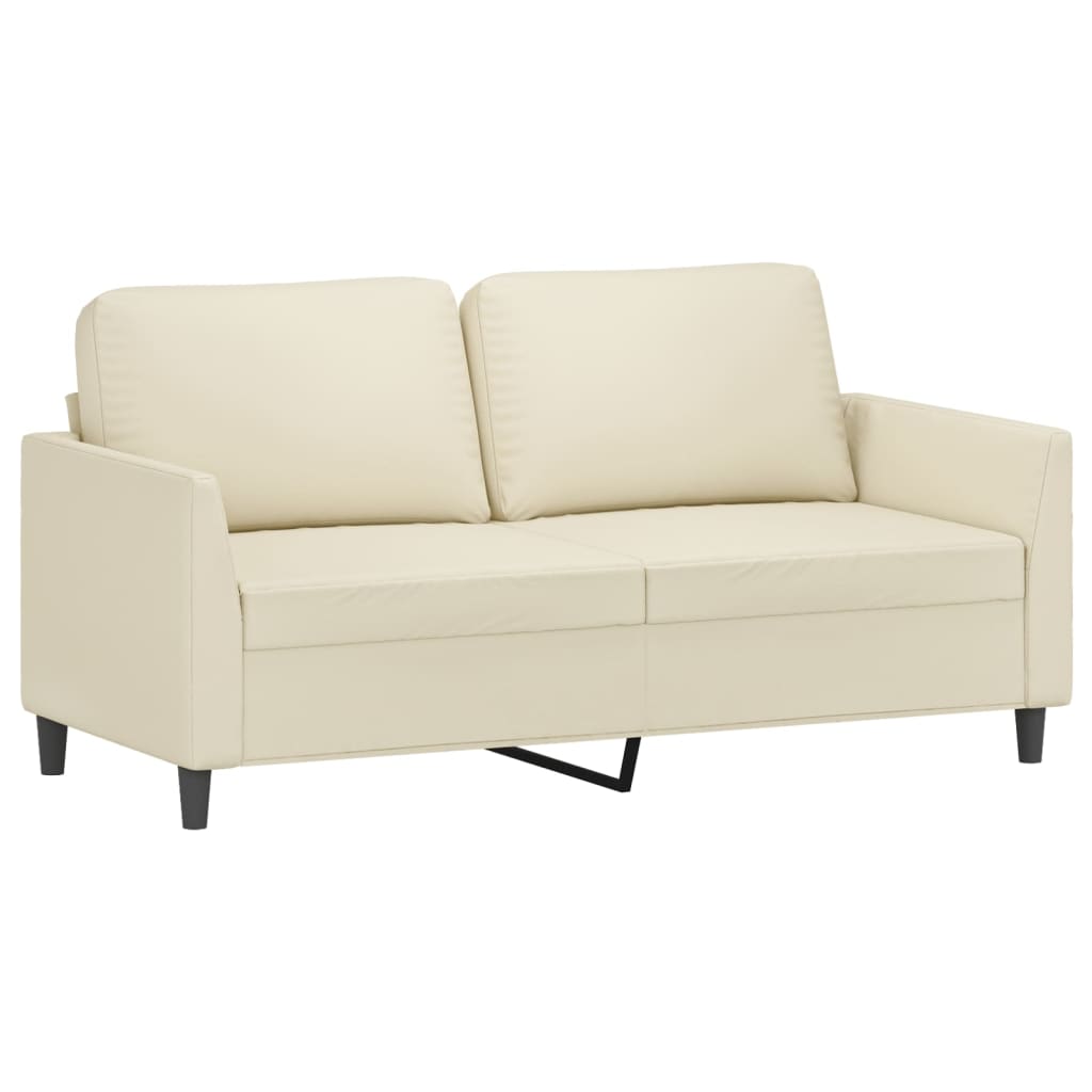 2-dijelni set sofa s jastucima krem od umjetne kože