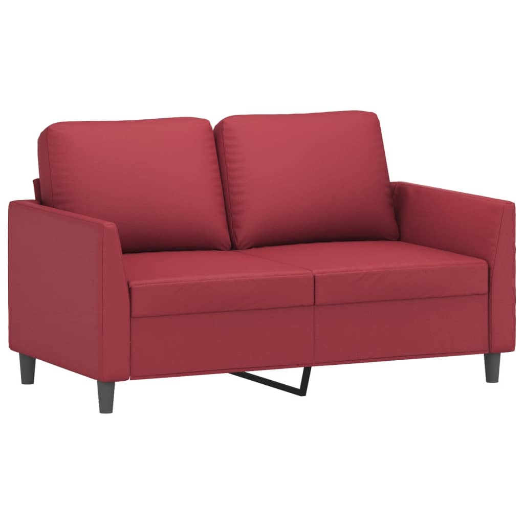 2-dijelni set sofa s jastucima boja vina od umjetne kože