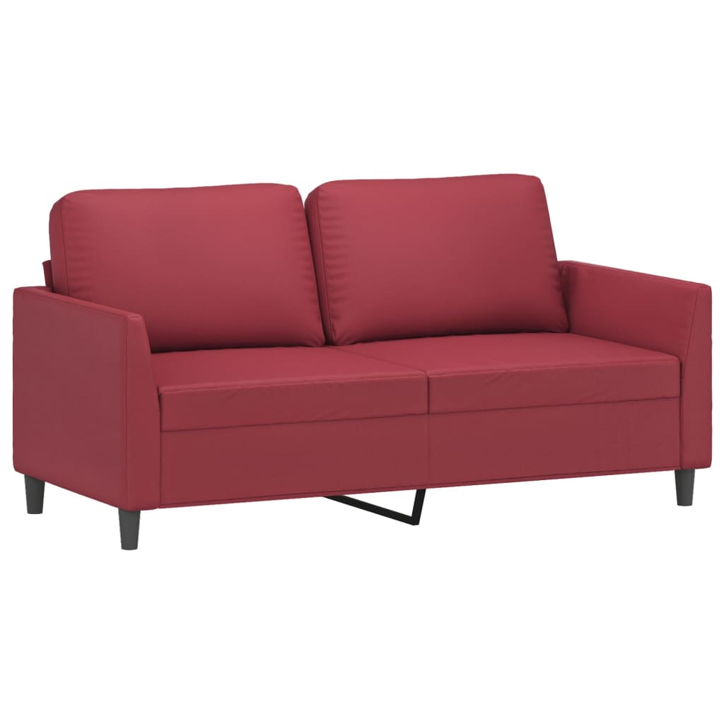 2-dijelni set sofa s jastucima boja vina od umjetne kože
