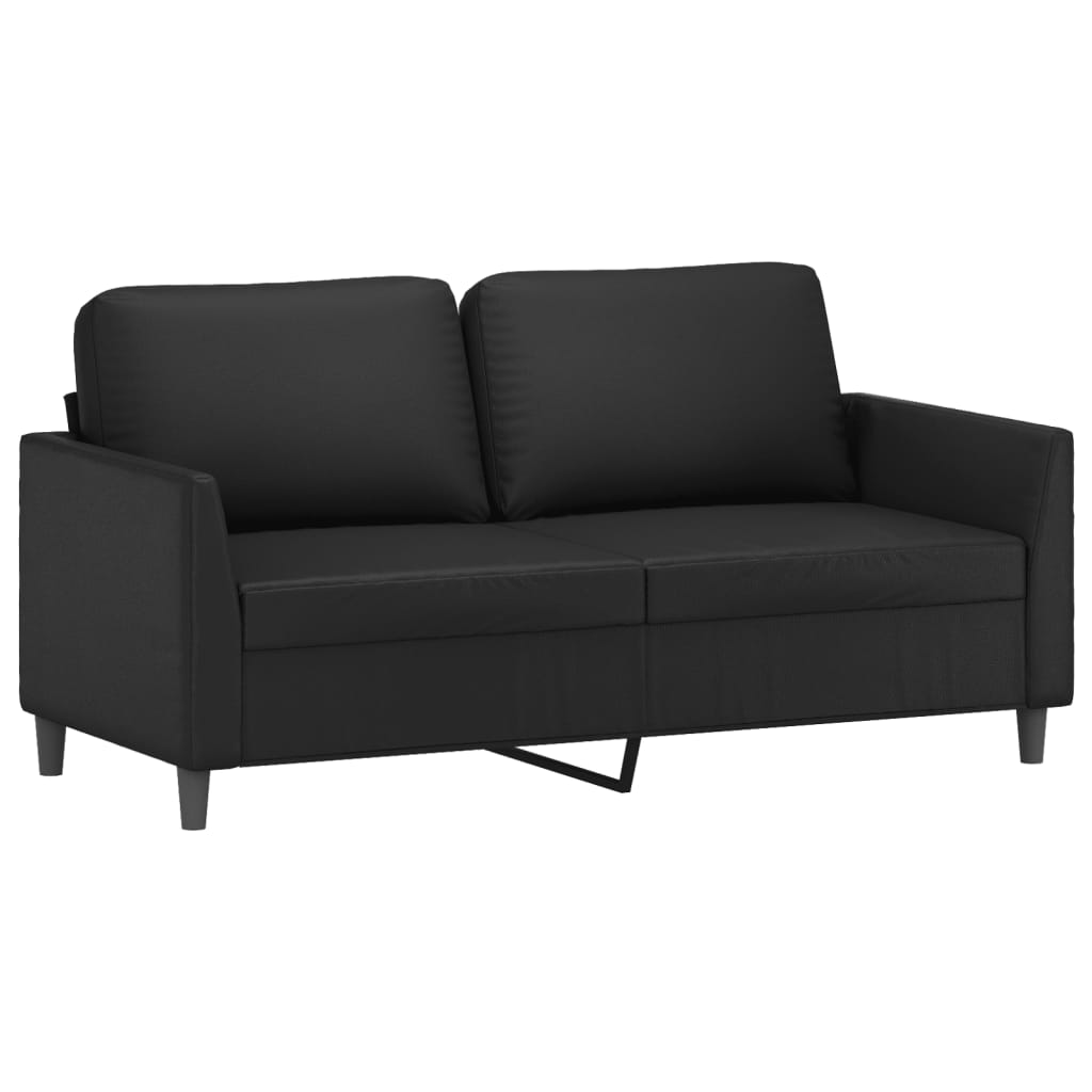 3-dijelni set sofa s jastucima crni od umjetne kože
