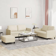 3-dijelni set sofa s jastucima krem od umjetne kože