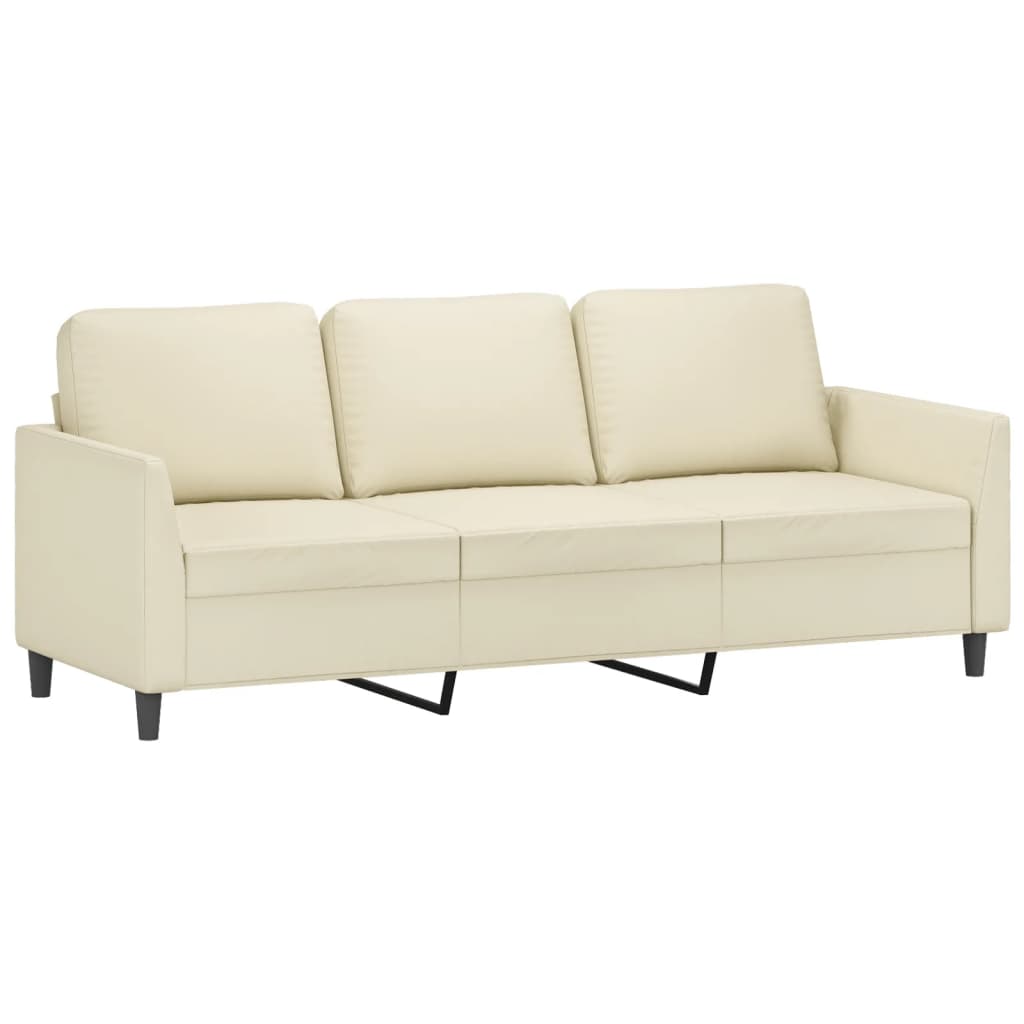 2-dijelni set sofa s jastucima krem od umjetne kože