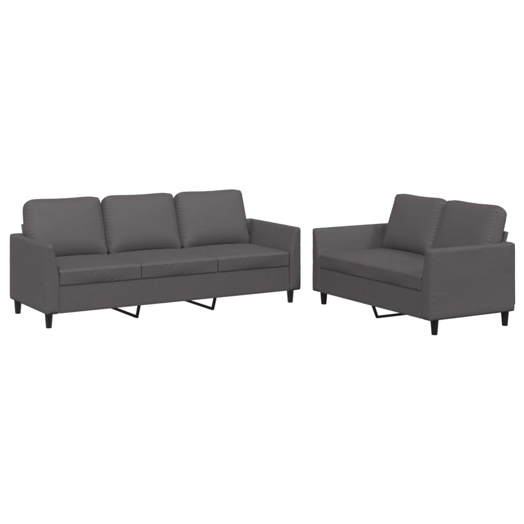 2-dijelni set sofa s jastucima sivi od umjetne kože