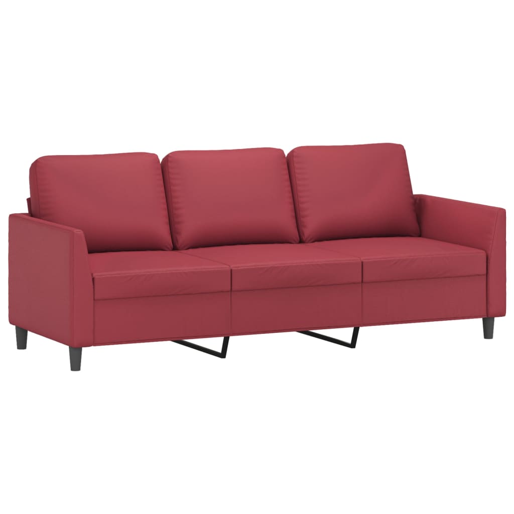 2-dijelni set sofa s jastucima boja vina od umjetne kože