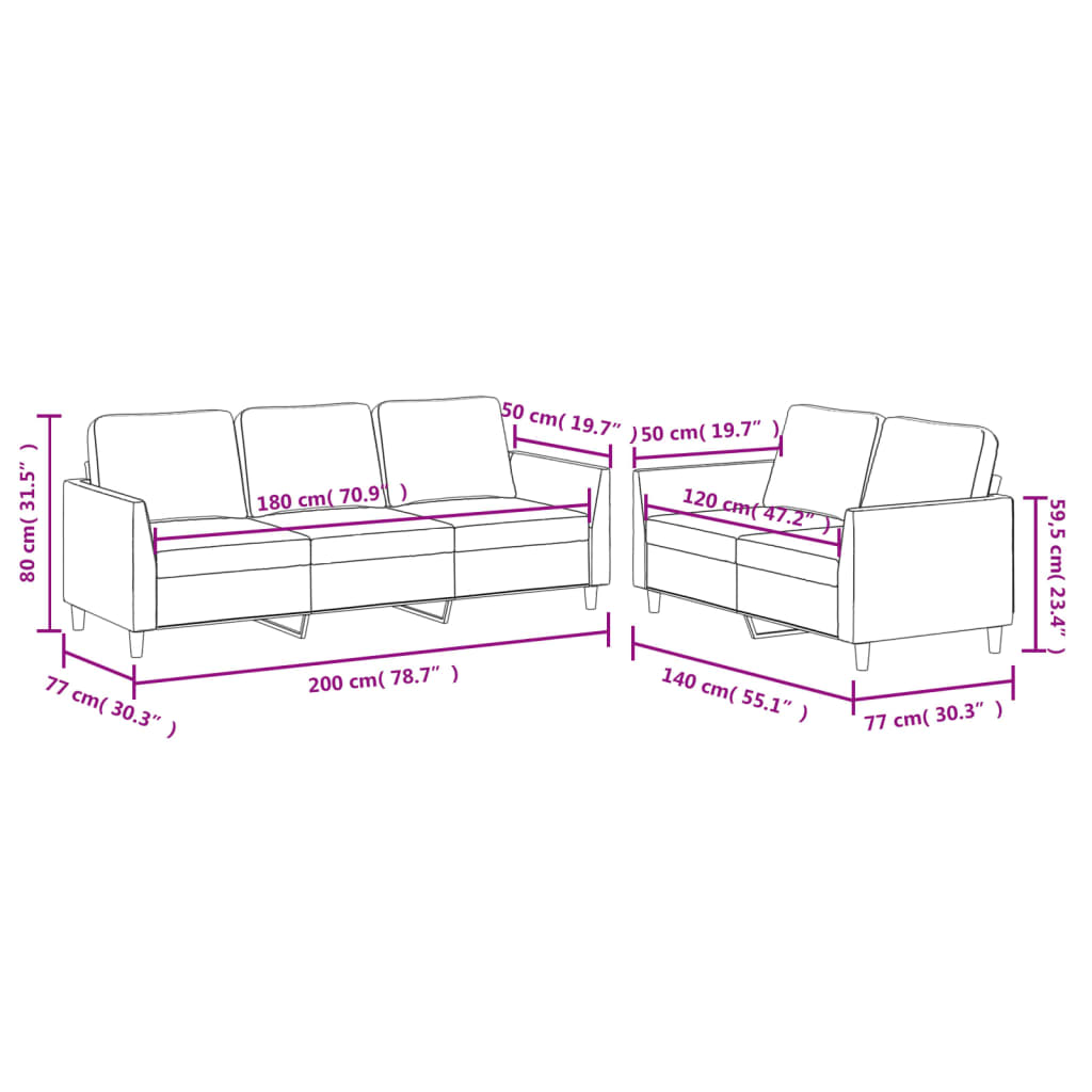 2-dijelni set sofa s jastucima boja vina od umjetne kože