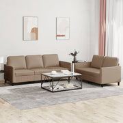 2-dijelni set sofa s jastucima boja vina od umjetne kože