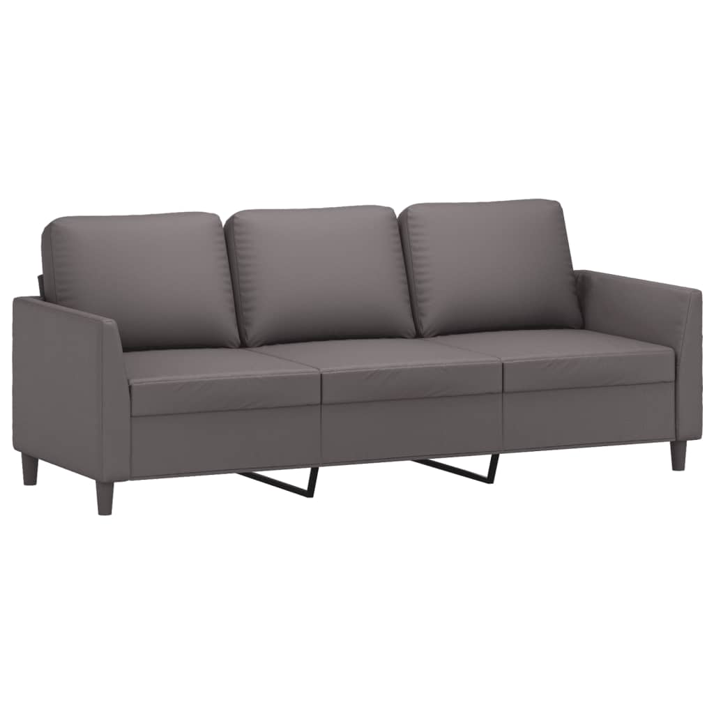3-dijelni set sofa s jastucima sivi od umjetne kože