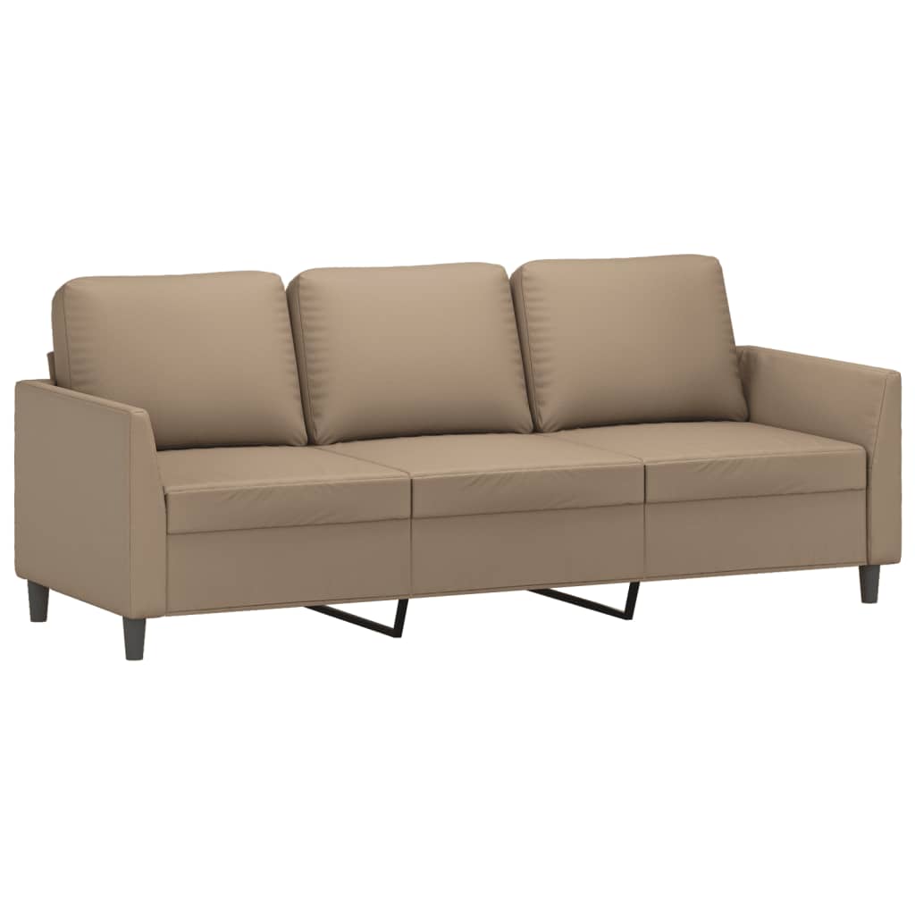 3-dijelni set sofa s jastucima boja cappuccina od umjetne kože