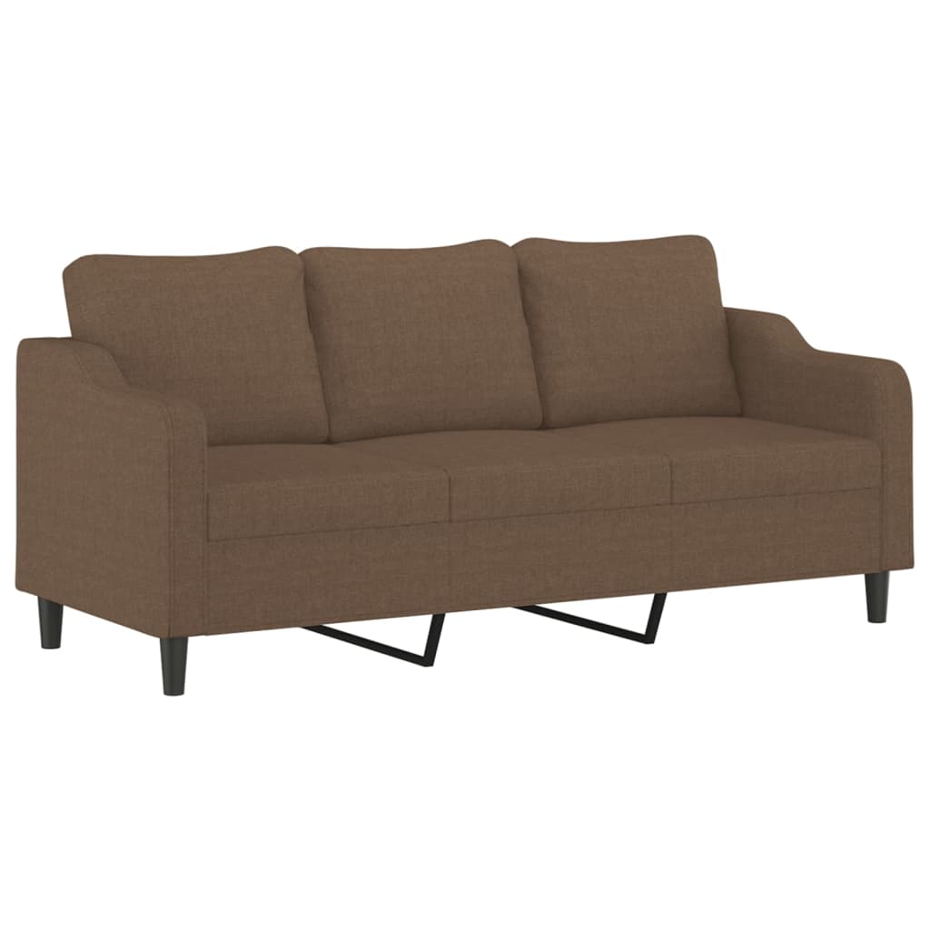 3-dijelni set sofa s jastucima smeđi od tkanine