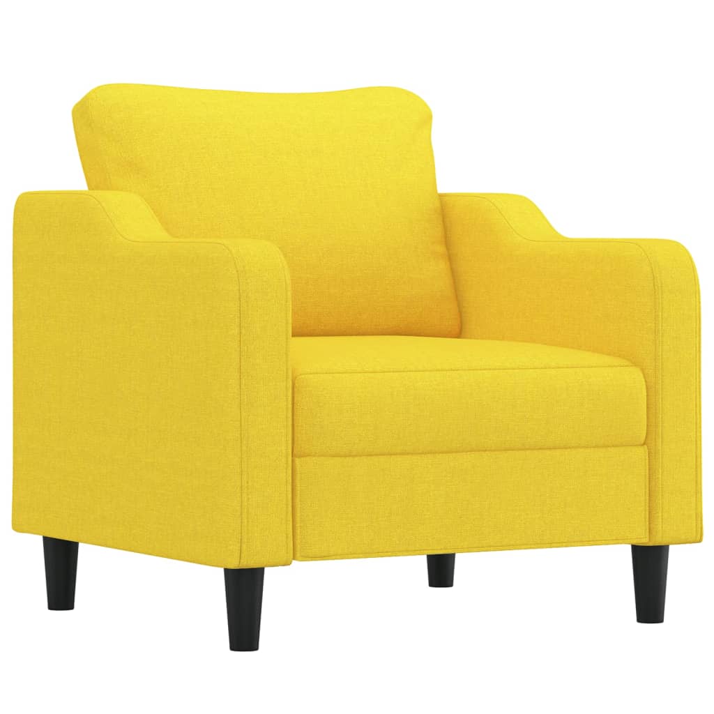 3-dijelni set sofa s jastucima svjetložuti od tkanine