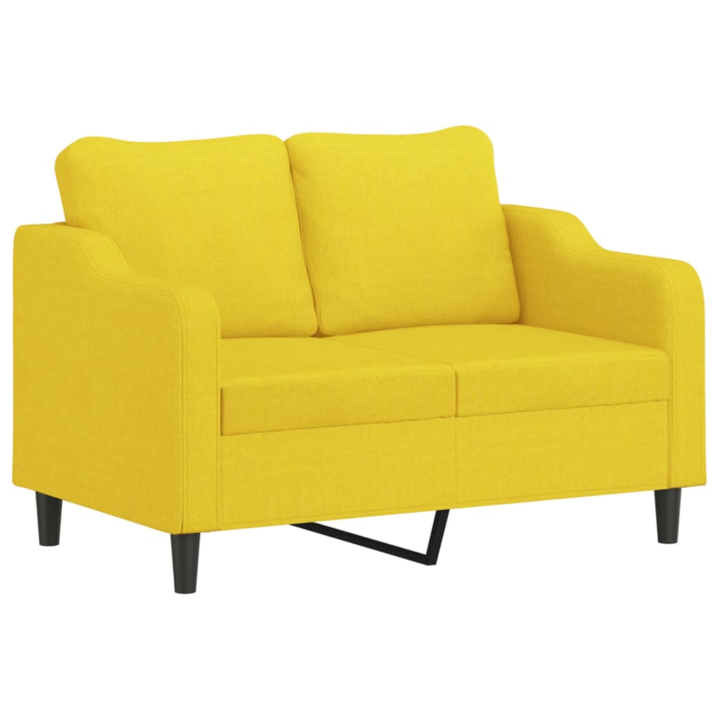3-dijelni set sofa s jastucima svjetložuti od tkanine
