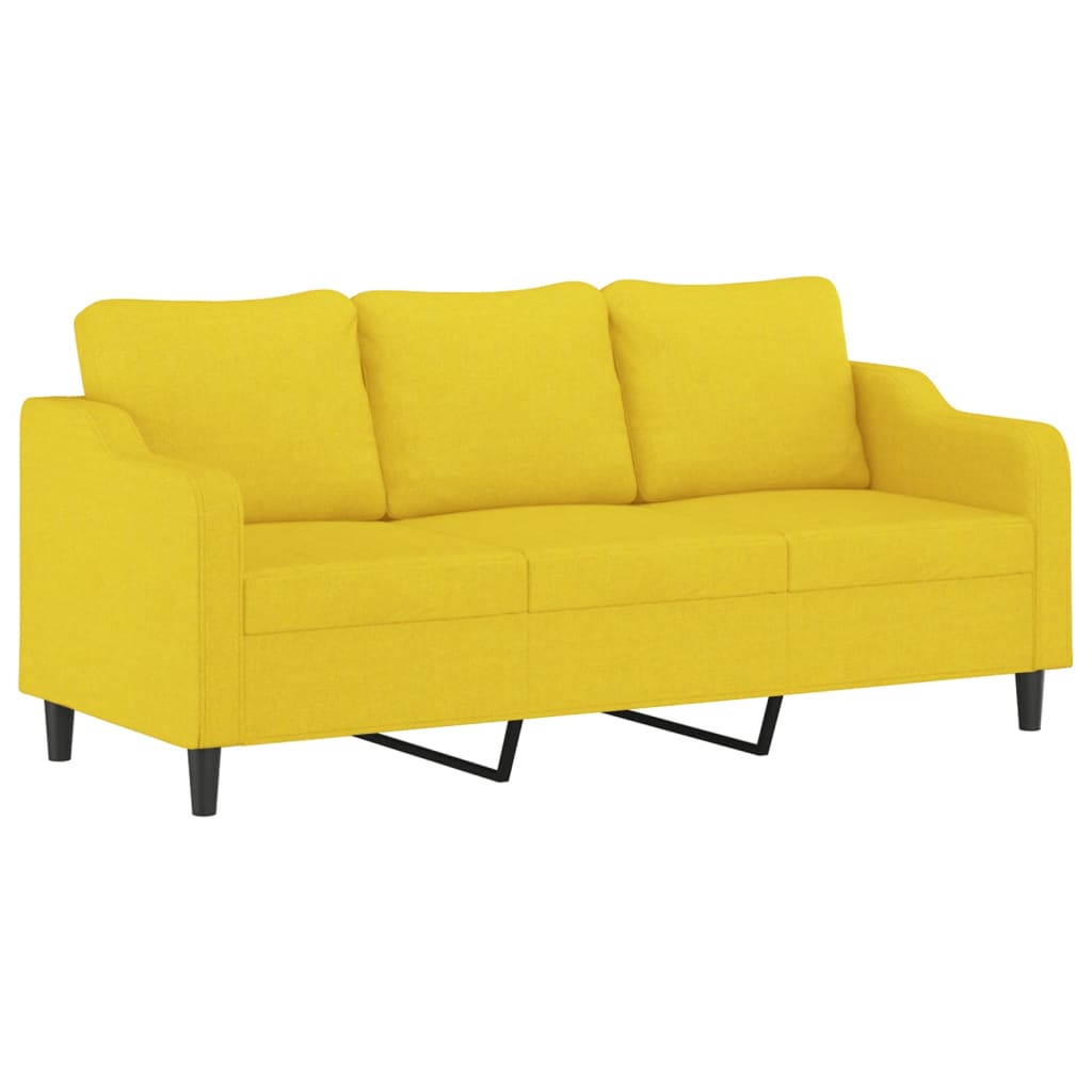 3-dijelni set sofa s jastucima svjetložuti od tkanine