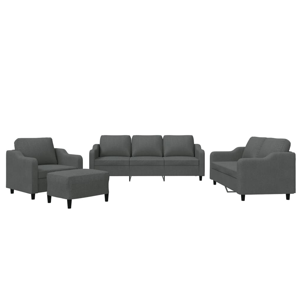 4-dijelni set sofa s jastucima tamnosivi od tkanine
