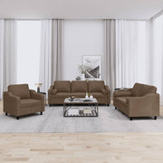 3-dijelni set sofa s jastucima smeđi od tkanine