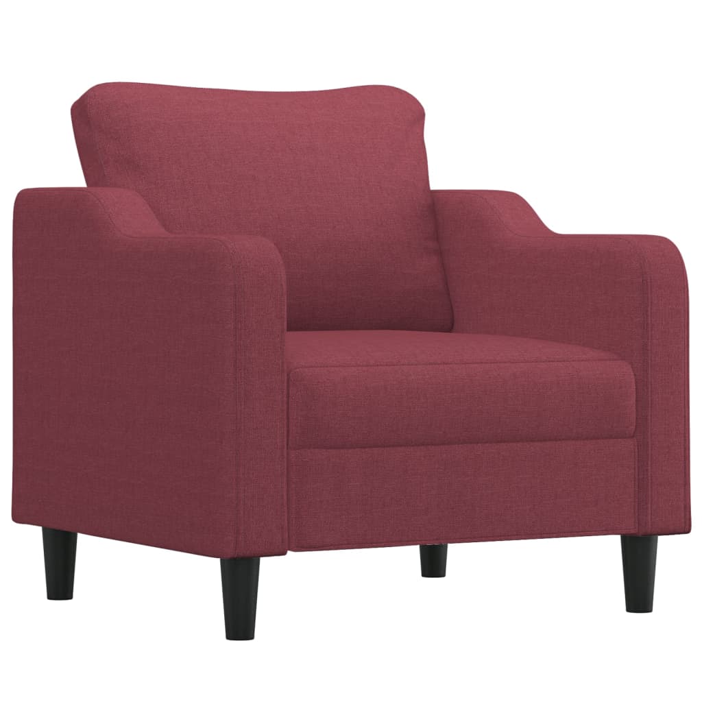 3-dijelni set sofa s jastucima crvena boja vina od tkanine