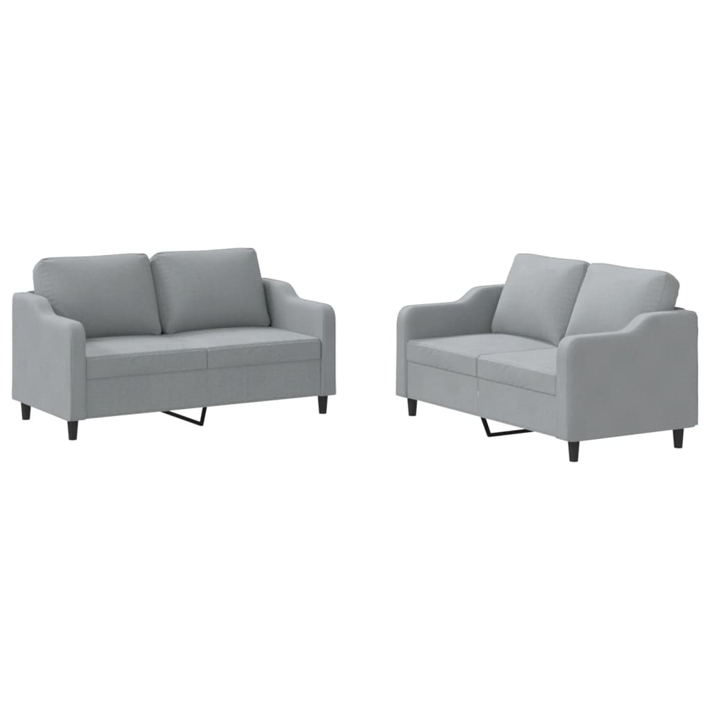 2-dijelni set sofa s jastucima svjetlosivi od tkanine