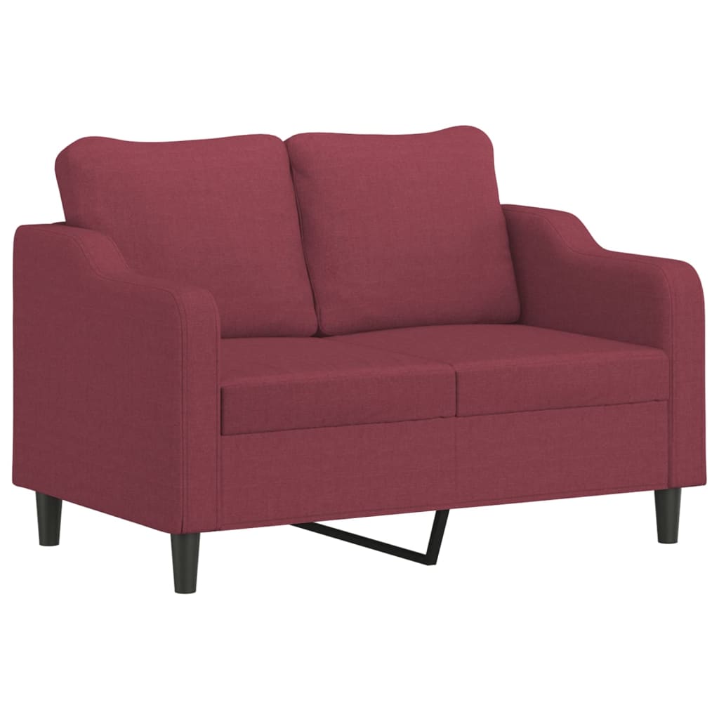 2-dijelni set sofa s jastucima crvena boja vina od tkanine