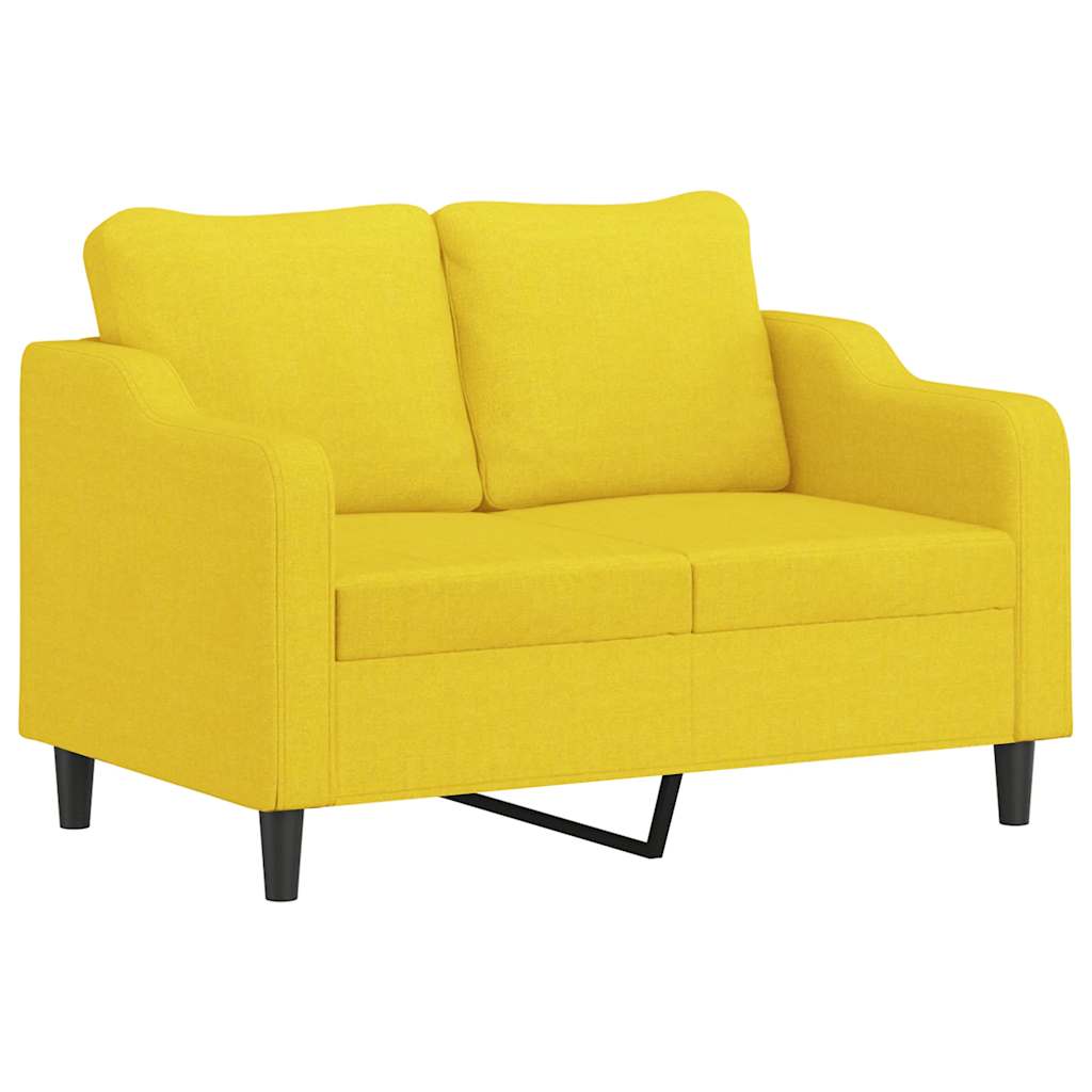 2-dijelni set sofa s jastucima svjetložuti od tkanine