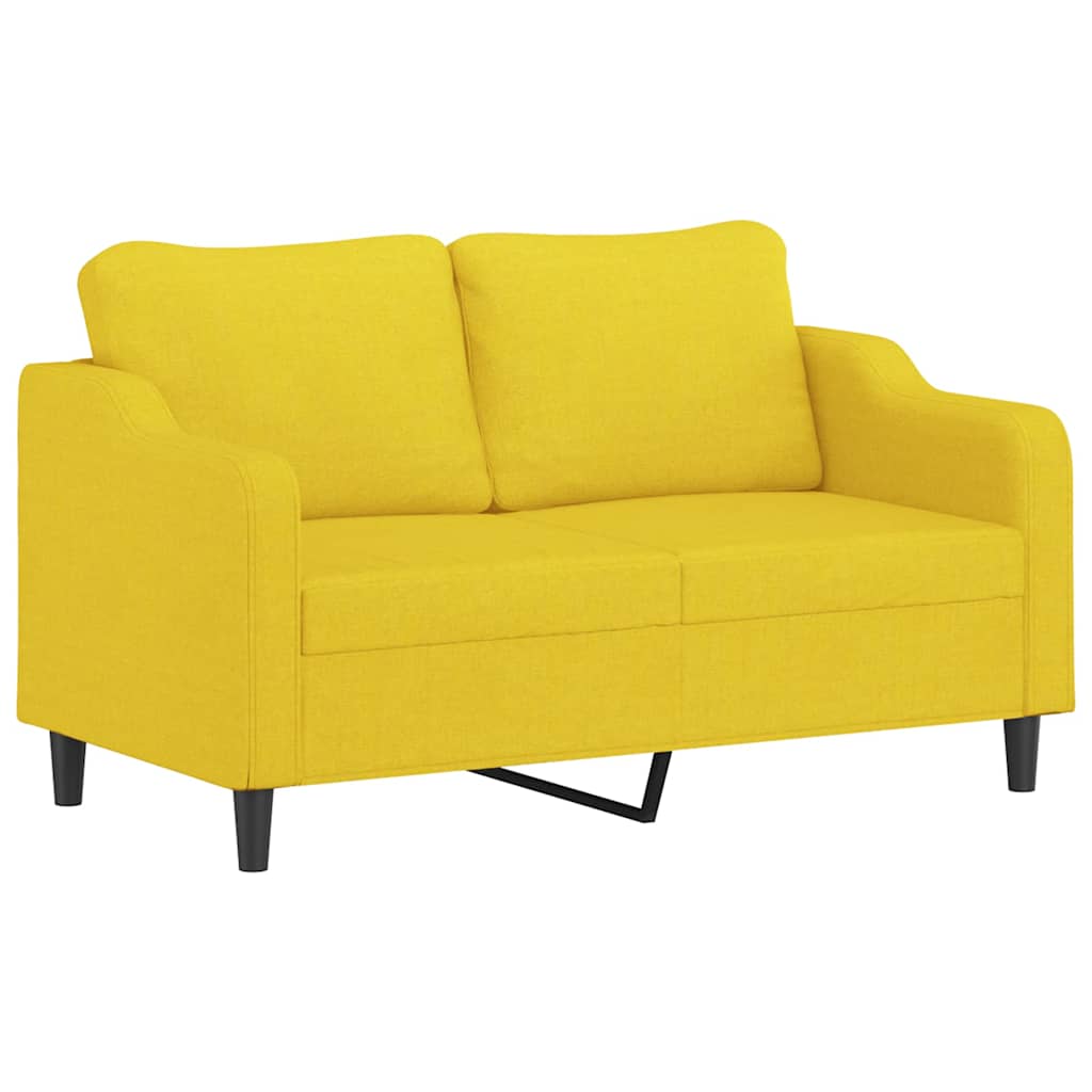 2-dijelni set sofa s jastucima svjetložuti od tkanine
