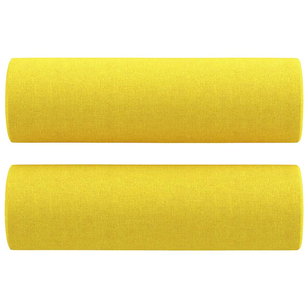 3-dijelni set sofa s jastucima svjetložuti od tkanine