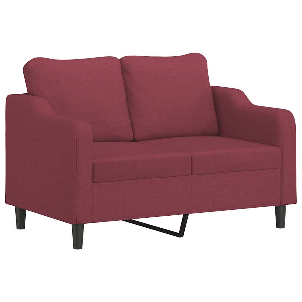 3-dijelni set sofa s jastucima crvena boja vina od tkanine