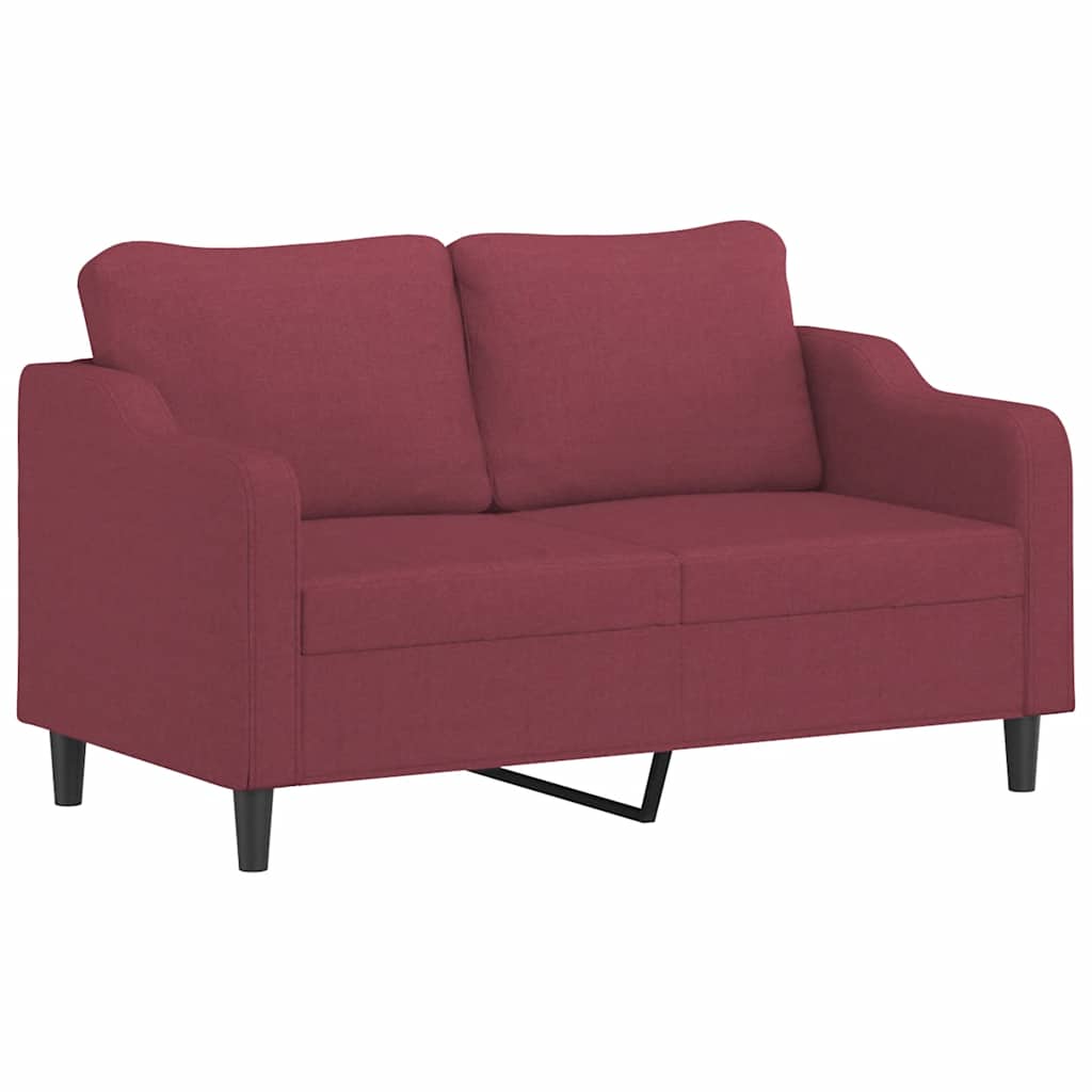 3-dijelni set sofa s jastucima crvena boja vina od tkanine