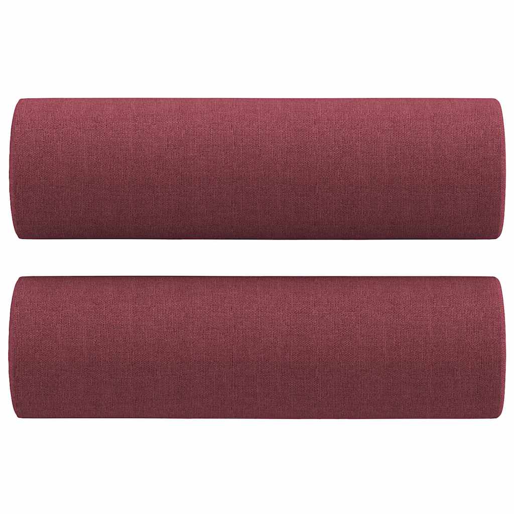 3-dijelni set sofa s jastucima crvena boja vina od tkanine