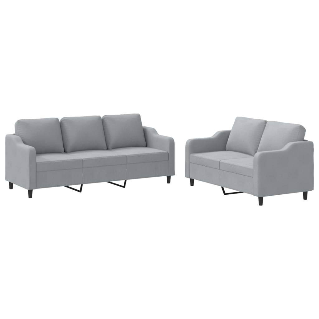 2-dijelni set sofa s jastucima svjetlosivi od tkanine