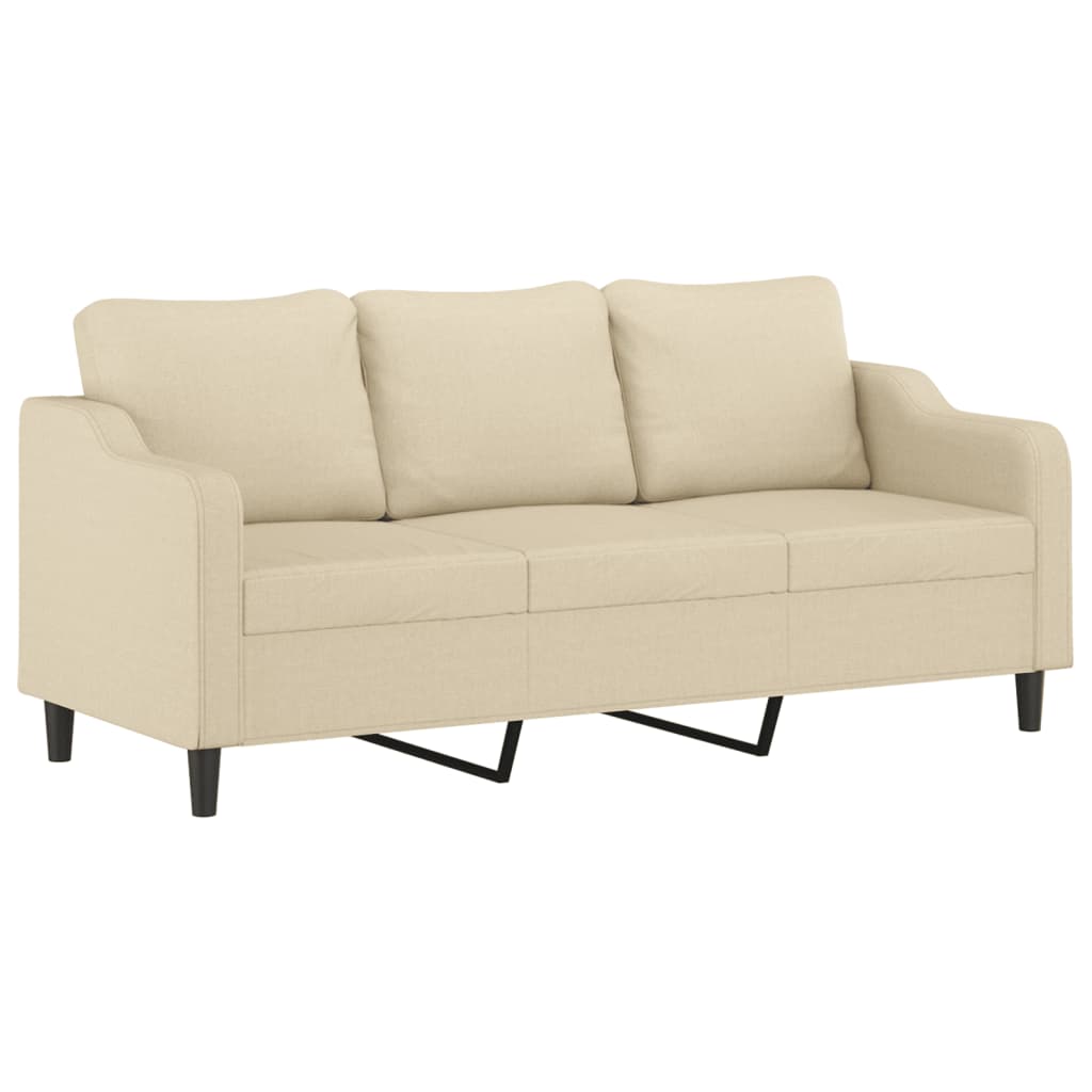 2-dijelni set sofa s jastucima krem od tkanine