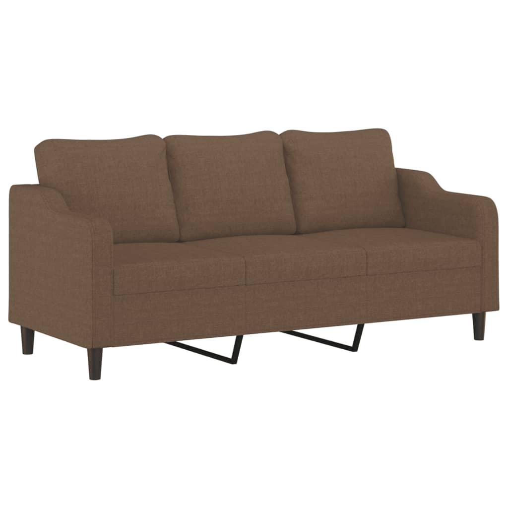 3-dijelni set sofa s jastucima smeđi od tkanine