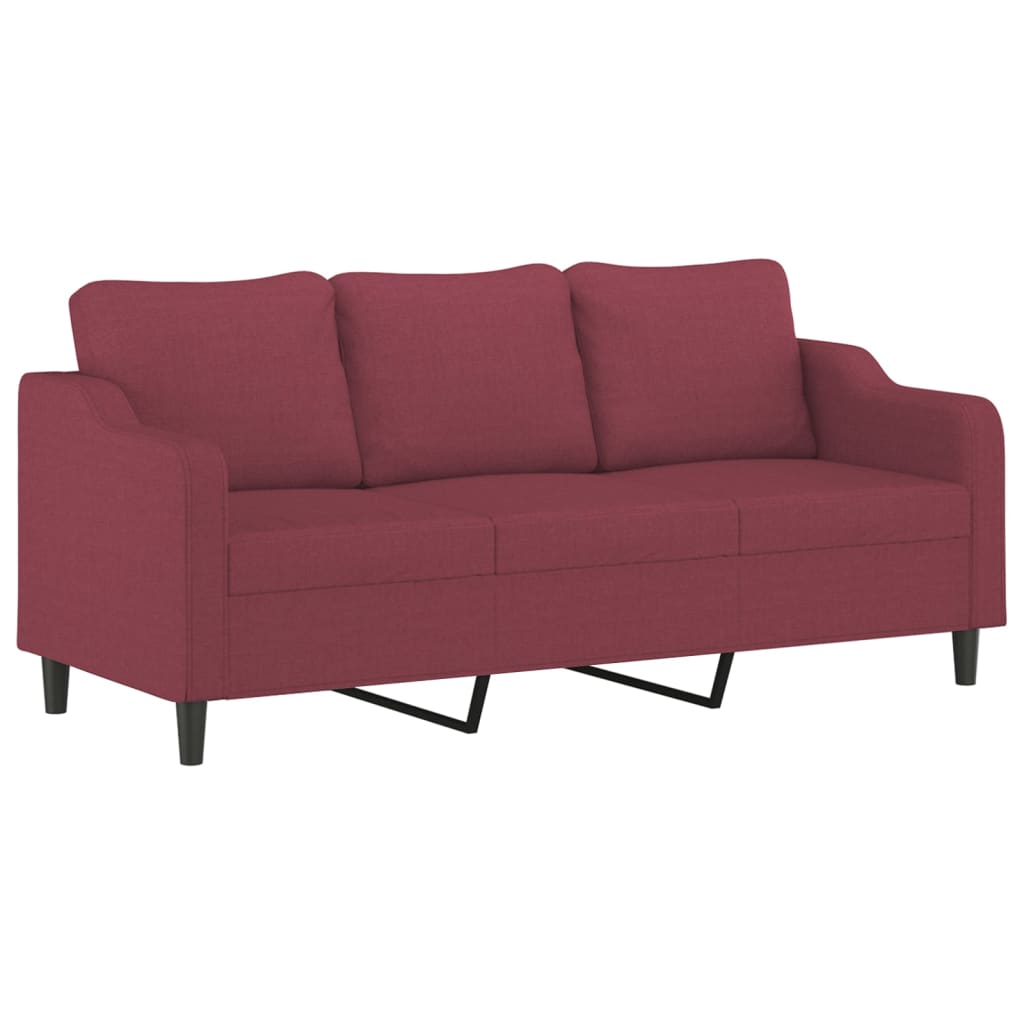 3-dijelni set sofa s jastucima crvena boja vina od tkanine