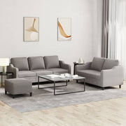 3-dijelni set sofa s jastucima smeđesivi od tkanine