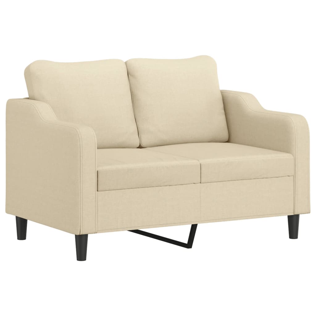 2-dijelni set sofa s jastucima krem od tkanine
