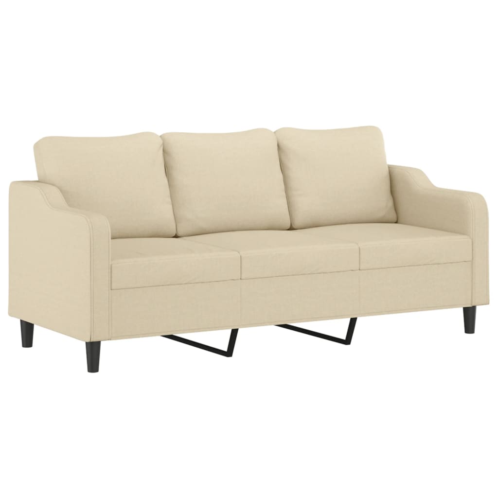 2-dijelni set sofa s jastucima krem od tkanine