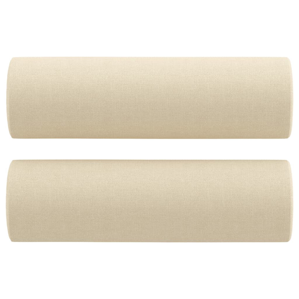 2-dijelni set sofa s jastucima krem od tkanine