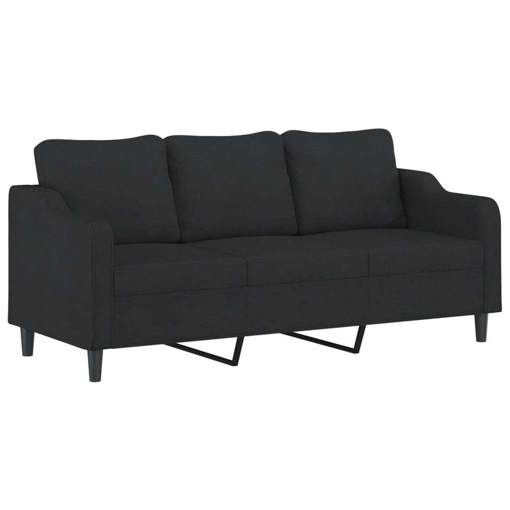 2-dijelni set sofa s jastucima crni od tkanine