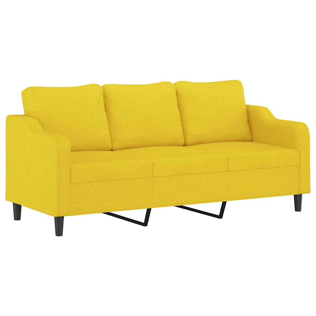 2-dijelni set sofa s jastucima svjetložuti od tkanine