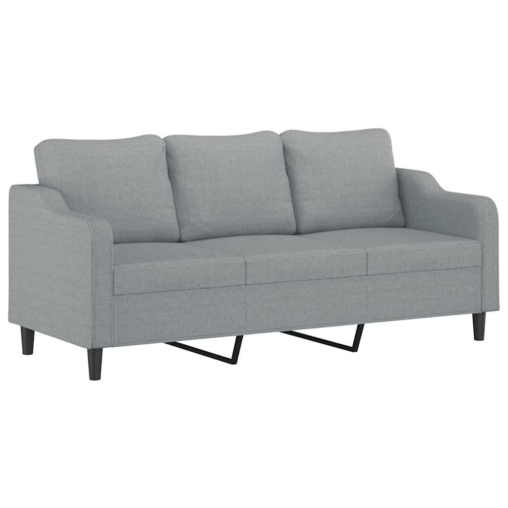 3-dijelni set sofa s jastucima svjetlosivi od tkanine