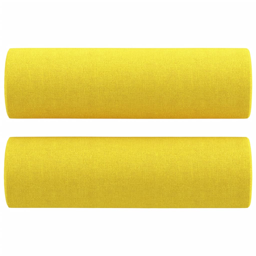 3-dijelni set sofa s jastucima svjetložuti od tkanine