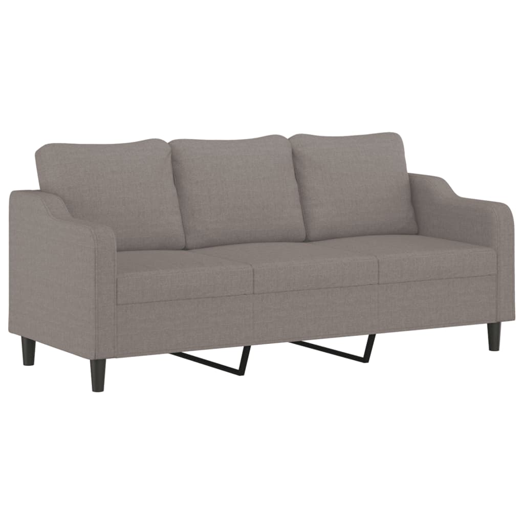3-dijelni set sofa s jastucima smeđesivi od tkanine