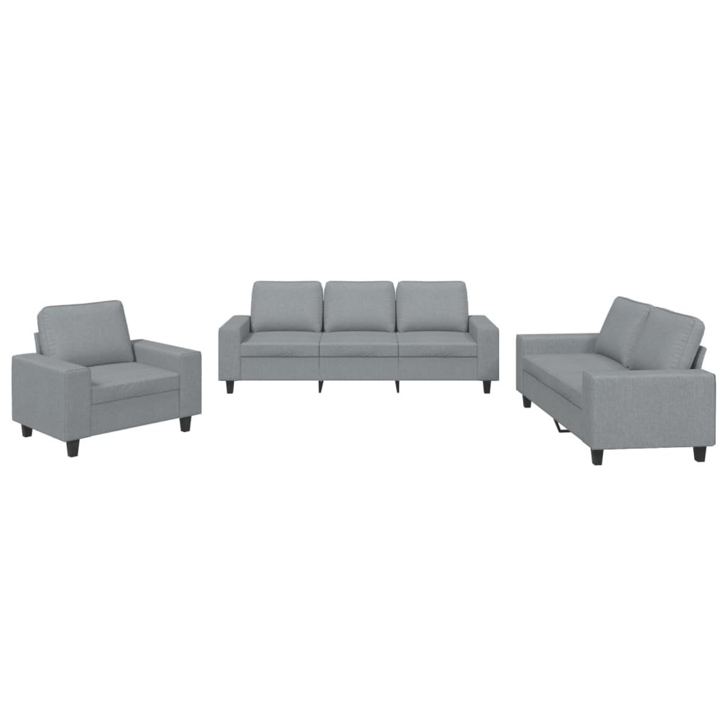 3-dijelni set sofa svjetlosivi od tkanine