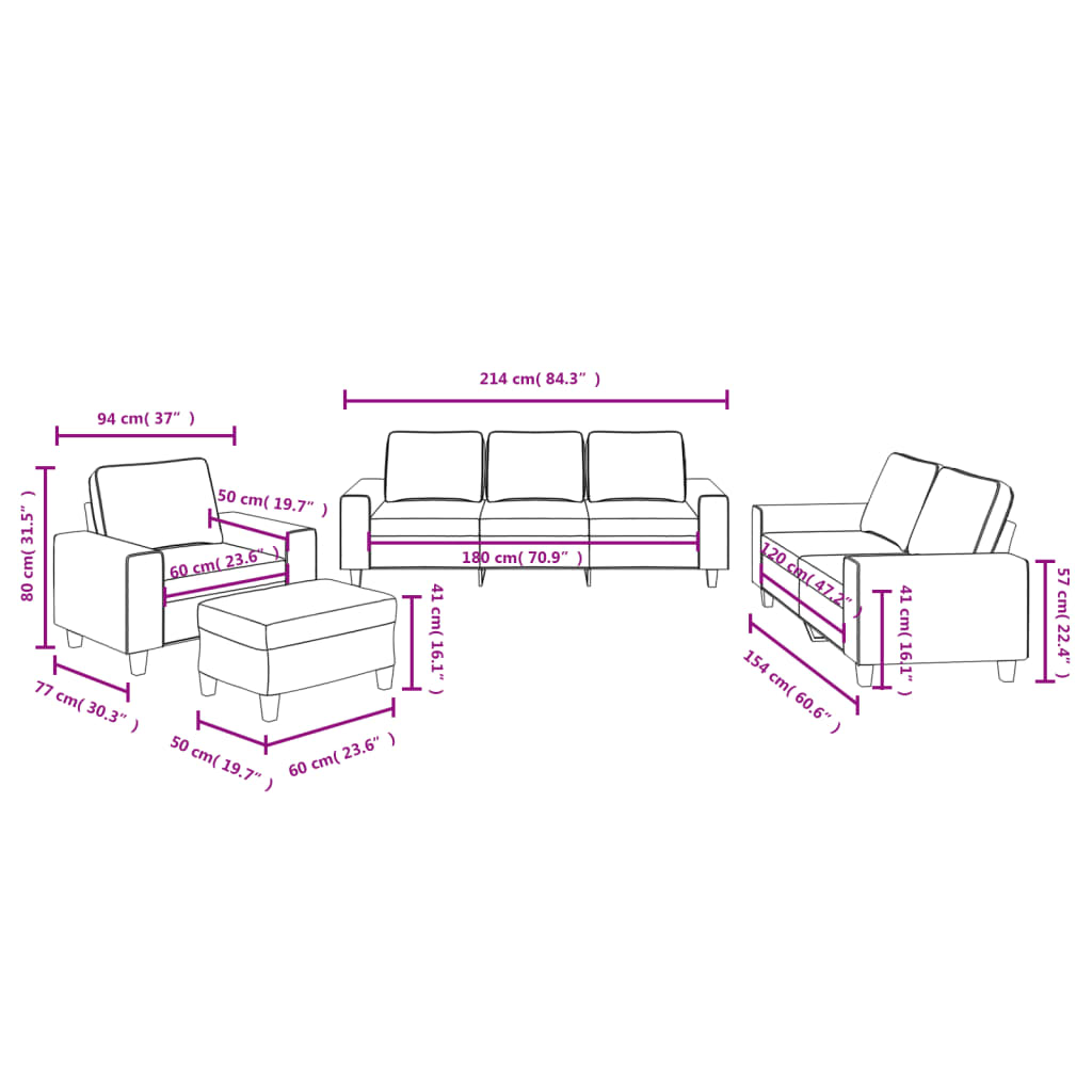 4-dijelni set sofa smeđesivi od tkanine