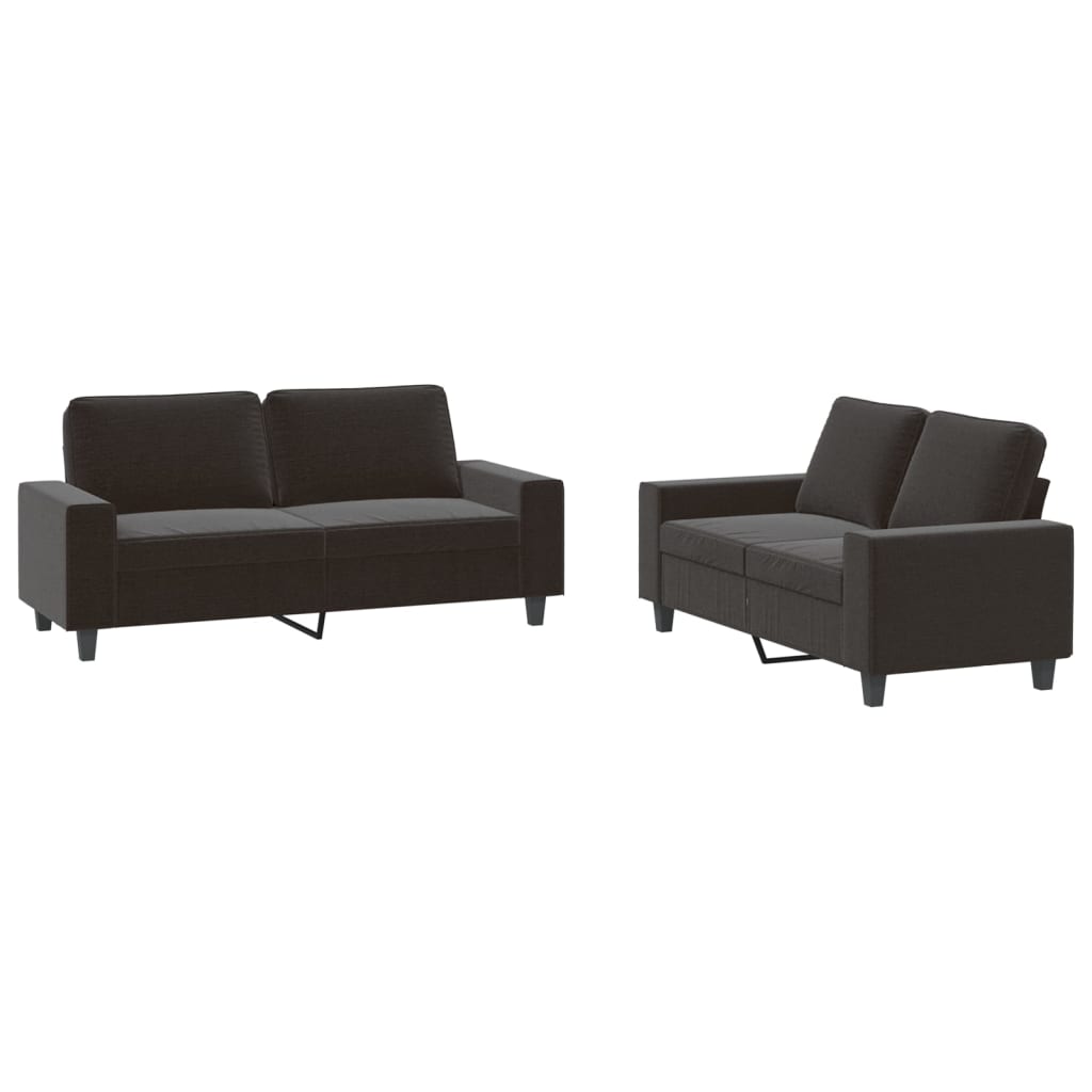 2-dijelni set sofa crni od tkanine